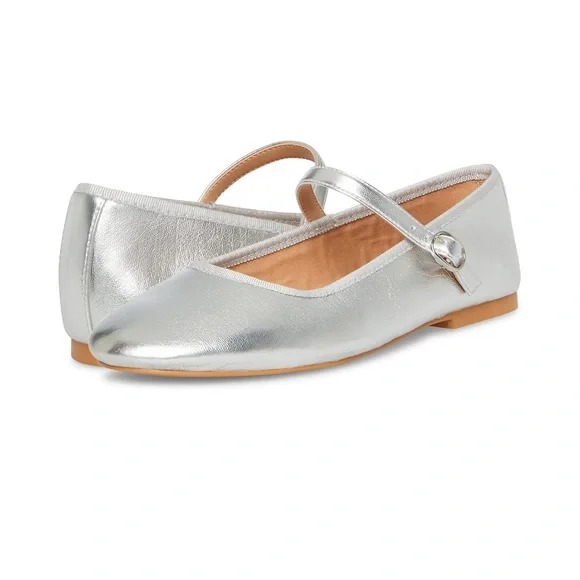 New Madden Girl silver Mary Jane ballet flats - Picture 2 of 9